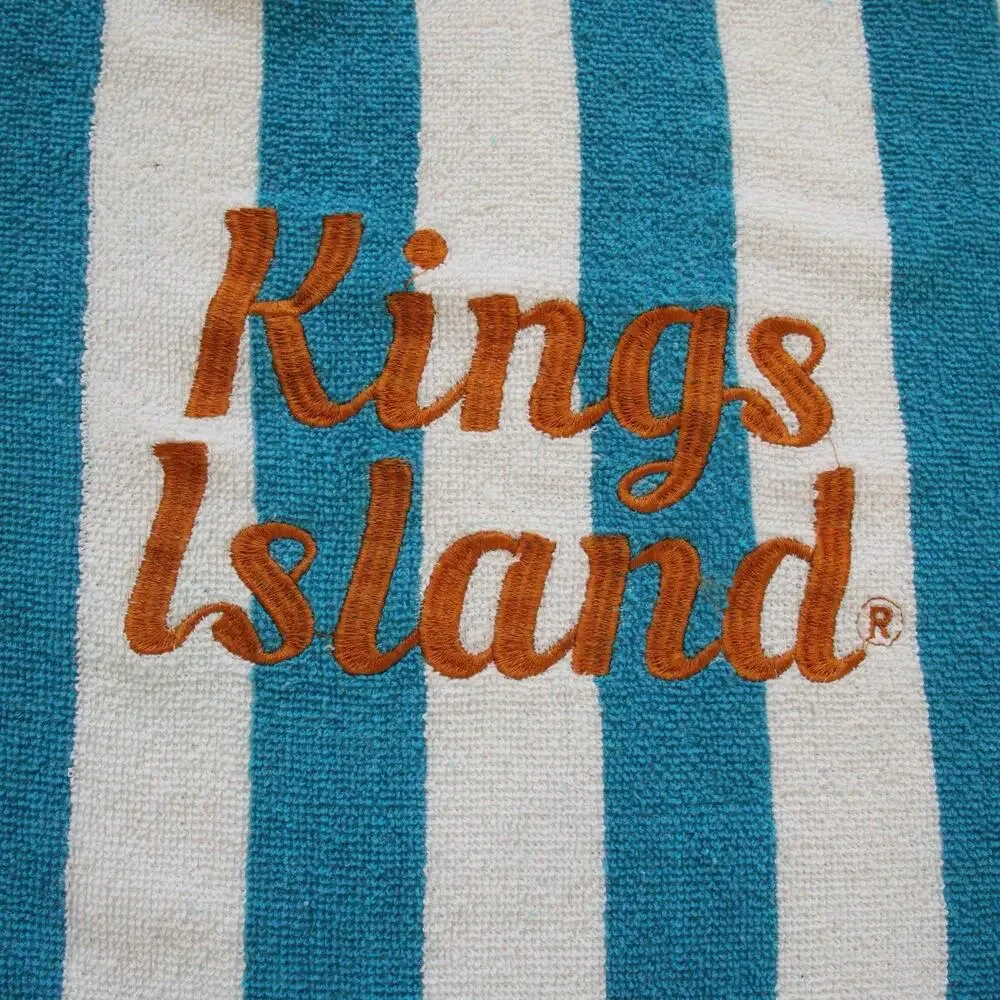 Kings Island Cabana Classic Towel 30x60 Blue White Striped Cedar Fair Souvenir 1